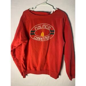 Nautica Competition Distressed Neckline Pullover Sweater Women's Size Large